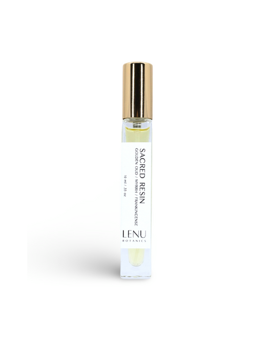 LENU Sacred Resin 10 ml spray perfume bottle on a white background